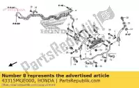 43315MGE000, Honda, pipe comp. d, rr. freno honda vfr 1200 2010 2011 2012 2013, Nuovo