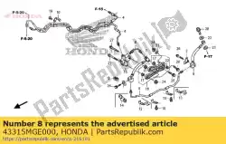 Aquí puede pedir tubo comp. D, rr. Freno de Honda , con el número de pieza 43315MGE000: