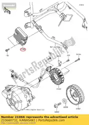 Here you can order the regulator-voltage from Kawasaki, with part number 210660732: