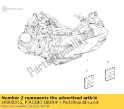 Aqui você pode pedir o kit de junta do cilindro em Piaggio Group , com o número da peça 1R000315: