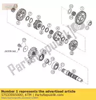 57533005000, KTM, engrenagem intermediária 1ª engrenagem 33t (1m4) 93 ktm duke e egs exc lc4 mxc rally rallye rxc sm sms super supermoto sx 350 400 440 550 620 660 1994 1995 1996 1999 2001 2002 2003 2004 2005 2007, Novo