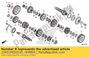 honda 23451MGSD30 engrenage, arbre principal troisième et quatrième (22t / 25t) - La partie au fond