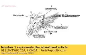 Honda 61110KTW910ZA marque, abs combinés * type1 - La partie au fond