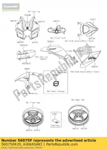 Kawasaki 560750429 wzór, górny komin., prawy, górny - Dół