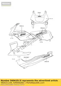 Kawasaki 560621228 pattern,upp cowling,r - Bottom side