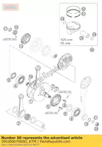 ktm 59030007000II piston ii 95mm cpl.forged 2000 - Bottom side