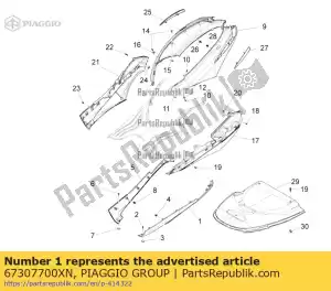 Piaggio Group 67307700XN tampa do spoiler esquerdo - Lado inferior