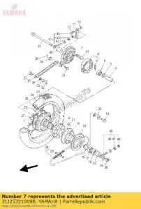 yamaha 31J253210098 placa, sapata de freio - Lado inferior