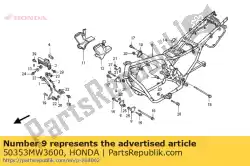 plaat, r. Fr. Motor hanger van Honda, met onderdeel nummer 50353MW3600, bestel je hier online: