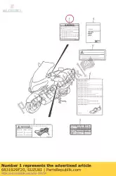 Here you can order the label,general w from Suzuki, with part number 6831929F20: