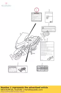 suzuki 6831929F20 label, algemeen w - Onderkant