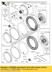 Aqui você pode pedir o roda, rr, 1,85x19, alum ni kx250 em Kawasaki , com o número da peça 410905211: