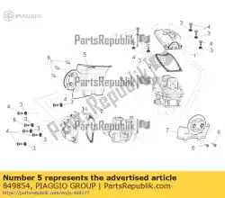 Aqui você pode pedir o tampa do cilindro dianteiro em Piaggio Group , com o número da peça 849854:
