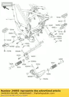 34003012818R, Kawasaki, support-étape, lh, f.s.noir klx15 kawasaki d tracker 150 2016, Nouveau