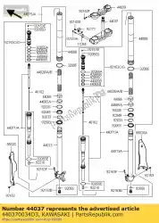 Ici, vous pouvez commander le support-fourche sous, m. M. Go auprès de Kawasaki , avec le numéro de pièce 440370034D3: