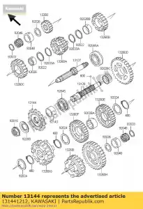 Kawasaki 131441212 tandwiel-output, 16t - Onderkant