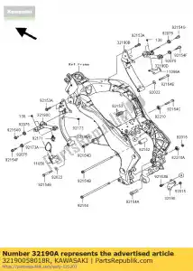 kawasaki 32190058018R bracket-engine,f.s.black zx100 - Bottom side