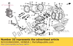 honda 92101060200H bolt, hex., 6x20 - Bottom side