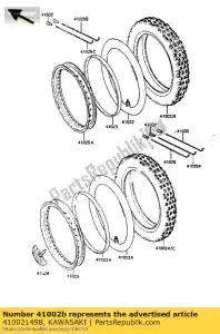 Kawasaki 410021498 pneu, fr, 80 / 90-17 44m, - Lado inferior