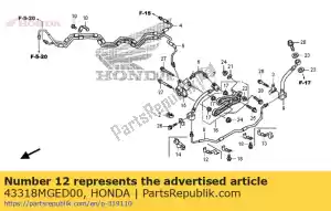Honda 43318MGED00 clamper c, rr. brake pipe - Bottom side