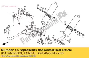 honda 90136MBB000 bolt, socket, 8x32 - Bottom side