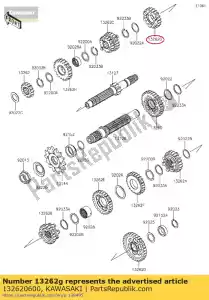 Kawasaki 132620600 engrenagem, entrada 5ª, 20t - Lado inferior