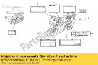 87522MR8900, Honda, descrição não disponível honda rvf 400 1995 1996, Novo
