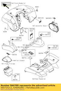 Kawasaki 560710212 avertissement d'étiquette, informations sur les pneus - La partie au fond