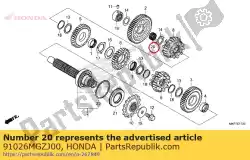 Aqui você pode pedir o rolamento, agulha, 20x24x11 em Honda , com o número da peça 91026MGZJ00: