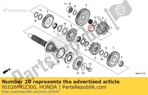 Honda 91026MGZJ00 rolamento, agulha, 20x24x11 - Lado inferior