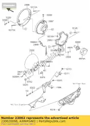 Here you can order the bracket-comp,head lamp from Kawasaki, with part number 230620068: