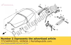 Aquí puede pedir cable de bloqueo del asiento de Honda , con el número de pieza 77156MGCD31: