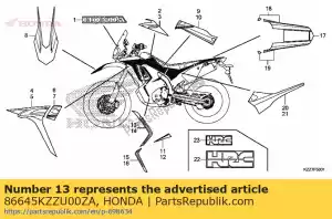 honda 86645KZZU00ZA streep c r middelste kap - Onderkant