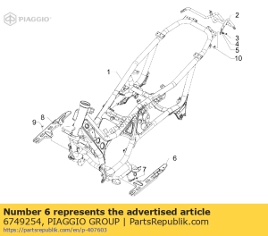 aprilia 6749254 support de repose-pieds avec u.p. goupille transversale gauche - La partie au fond