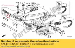 sluitring, achterbrug stuwkracht van Honda, met onderdeel nummer 52143MENA30, bestel je hier online: