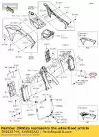 390620744, Kawasaki, 01 tuyau-refroidissement,rad.(rh)-w/p kawasaki  250 2017 2018 2019 2020, Nouveau