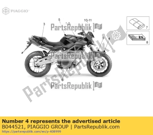 aprilia B044521 etiqueta guardabarros delantero aprilia rac. - Lado inferior