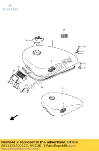 suzuki 6811138A0022Z emblema, tanque de combustível - Lado inferior