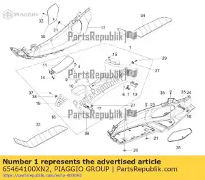 Piaggio Group 65464100XN2 cubierta central completa - Lado inferior