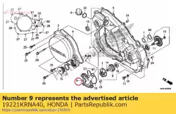 Here you can order the cover, water pump from Honda, with part number 19221KRNA40: