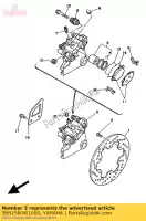 3BN2580W1000, Yamaha, caliper assy, rear 2 yamaha dt 125 1988 1989 1990 1991 1992 1993 1994 1995 1996 1997 1998 1999 2000 2002 2004, New