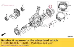 Here you can order the bearing, radial ball, 40x85x18 from Honda, with part number 91001HN8004: