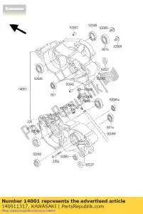 Kawasaki 140011317 set carter - Onderkant