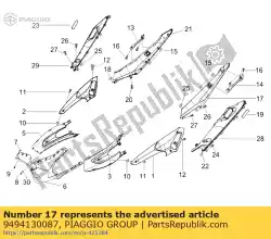 Aqui você pode pedir o tampa lateral rr lh toda pintada em Piaggio Group , com o número da peça 9494130087: