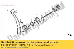 Aqui você pode pedir o base, guia de cabo em Honda , com o número da peça 14301KY4901:
