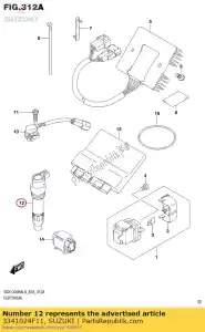 suzuki 3341024F11 bobina de ignição - Lado inferior