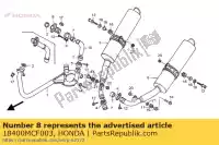 18400MCF003, Honda, muffler assy., l. ex. honda vtr 1000 2000 2001, New