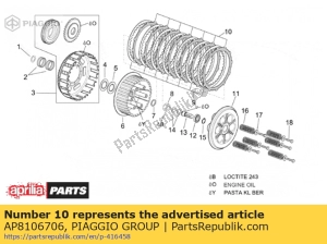 aprilia AP8106706 lined clutch disc 7 pc. - Bottom side