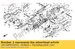 Aquí puede pedir tubería comp., r. Ex. De Honda , con el número de pieza 18150MCAD01: