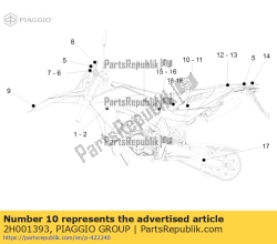 Aprilia 2H001393, Decalque de banda traseira direita, OEM: Aprilia 2H001393